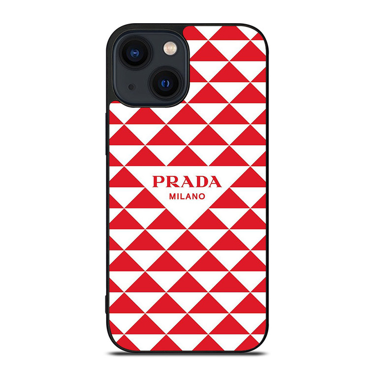 PRADA MILANO RED TRIANGLE iPhone 14 Plus Case Cover