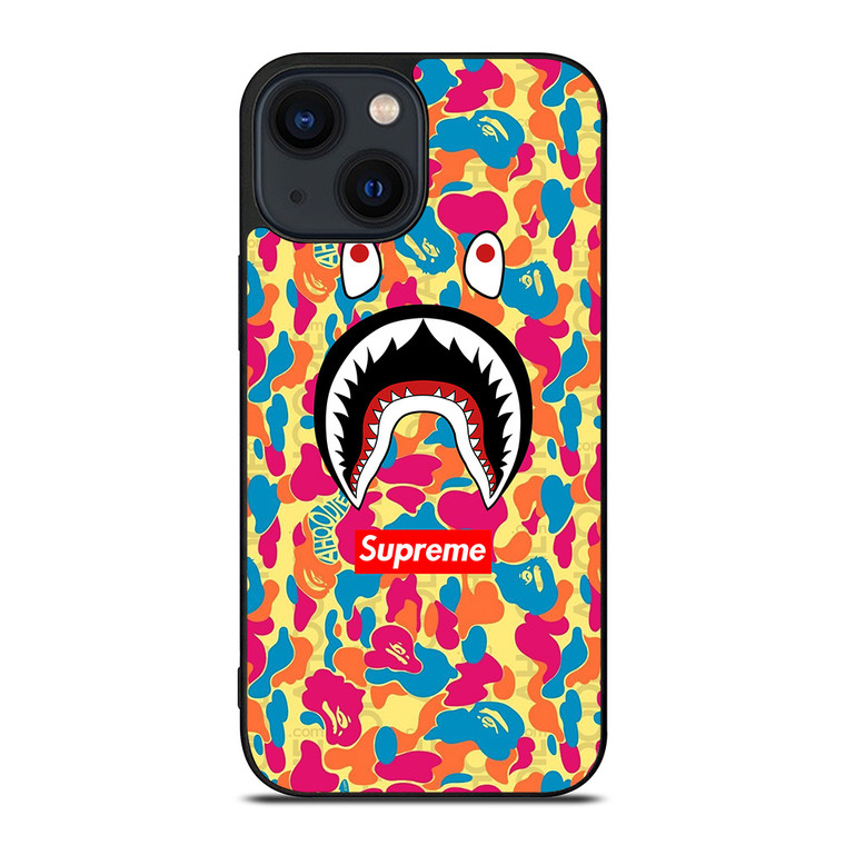SUPREME BAPE CAMO COLOR FULL iPhone 14 Plus Case Cover