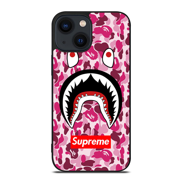 SUPREME BAPE CAMO SHARK iPhone 14 Plus Case Cover