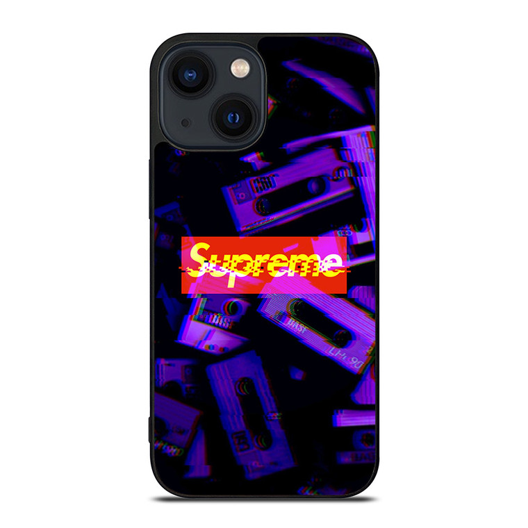 SUPREME PURPLE CASSETTE GLITCH iPhone 14 Plus Case Cover