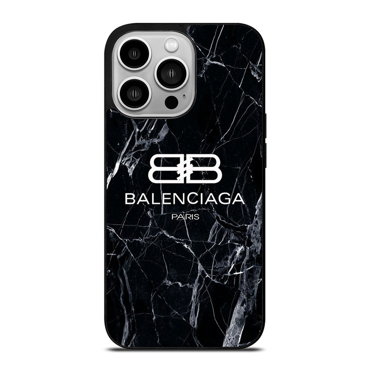 BALENCIAGA LOGO MARBLE BLACK iPhone 14 Pro Case Cover