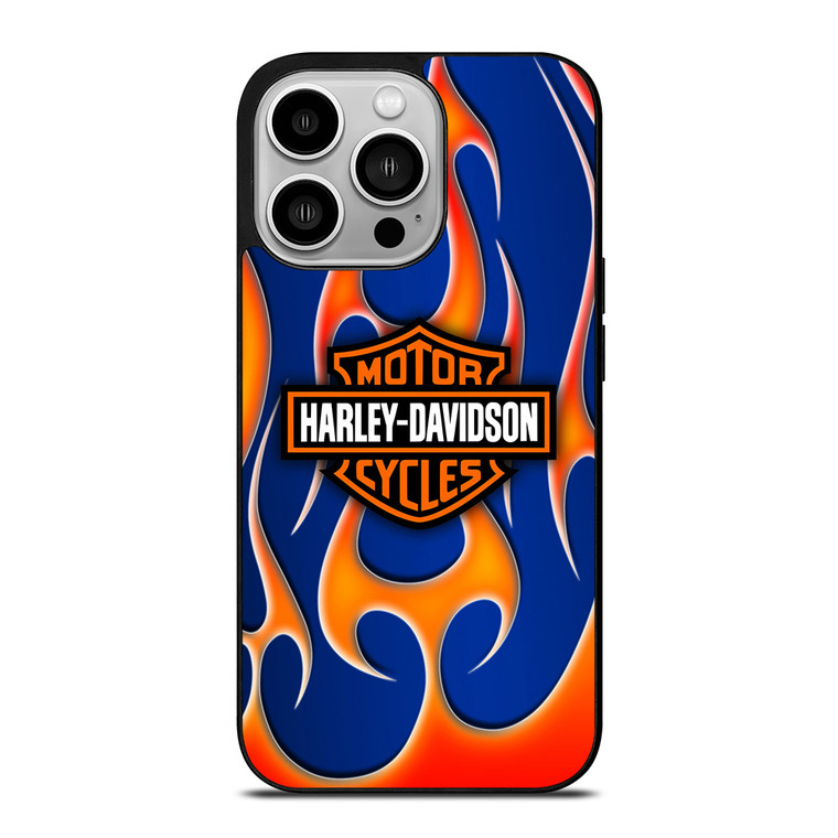 HARLEY DAVIDSON BLUE FLAME LOGO iPhone 14 Pro Case Cover