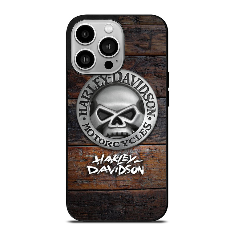 HARLEY DAVIDSON MOTORCYCLES COMPANY WOODEN LOGO iPhone 14 Pro Case Cover