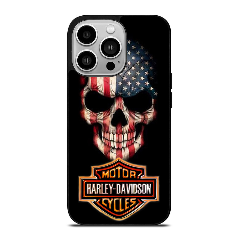 HARLEY DAVIDSON SKULL FLAG iPhone 14 Pro Case Cover