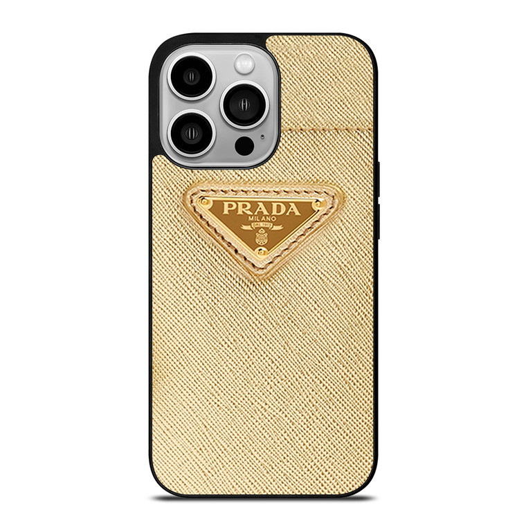 PRADA LOGO GOLD iPhone 14 Pro Case Cover
