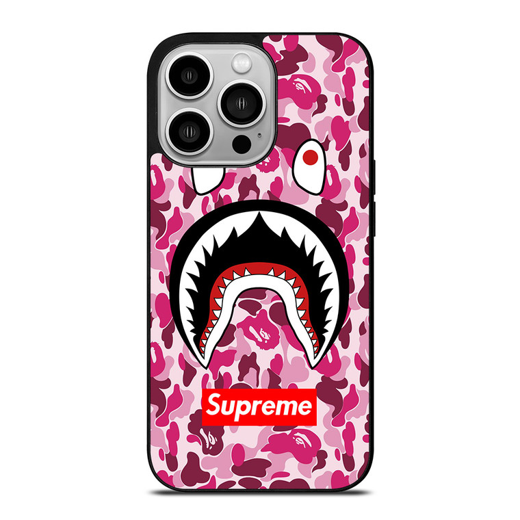 SUPREME BAPE CAMO SHARK iPhone 14 Pro Case Cover