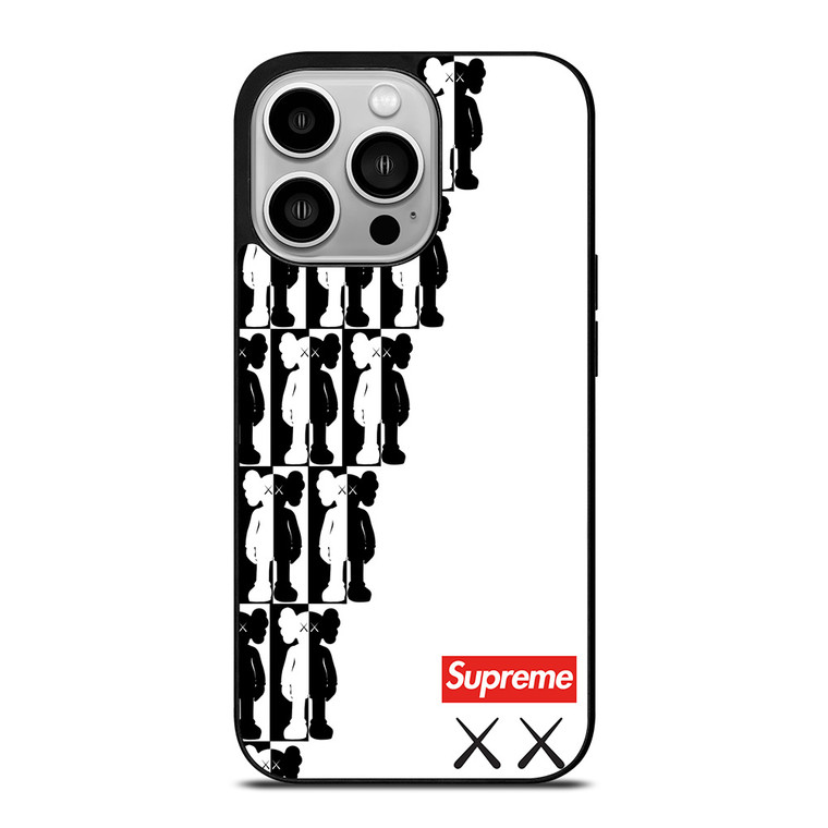 SUPREME KAWS BLACK WHITE iPhone 14 Pro Case Cover