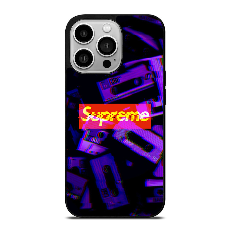 SUPREME PURPLE CASSETTE GLITCH iPhone 14 Pro Case Cover