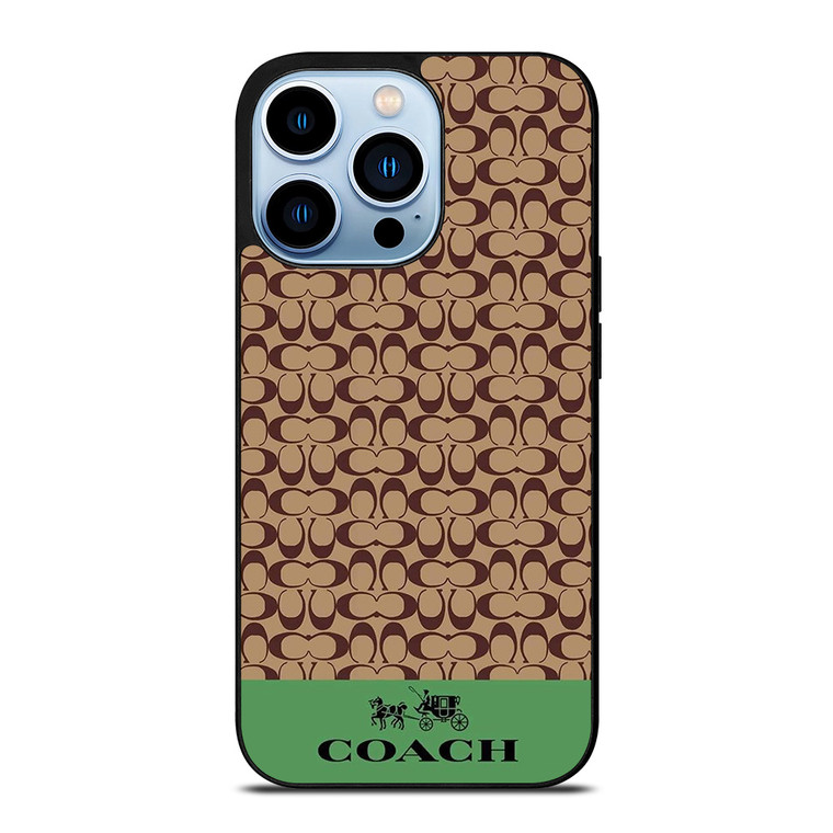COACH NEW YORK LOGO GREEN BROWN iPhone 13 Pro Max Case Cover
