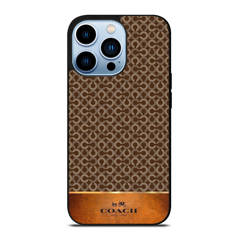 COACH NEW YORK LOGO PATTERN BROWN iPhone 13 Pro Max Case Cover