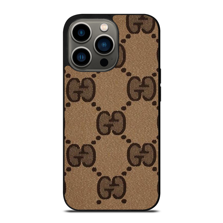 BROWN GUCCI LOGO PATTERN ICON iPhone 13 Pro Case Cover