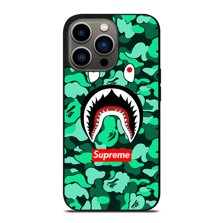 CAMO BATHING APE SUPREME GREEN iPhone 13 Pro Case Cover