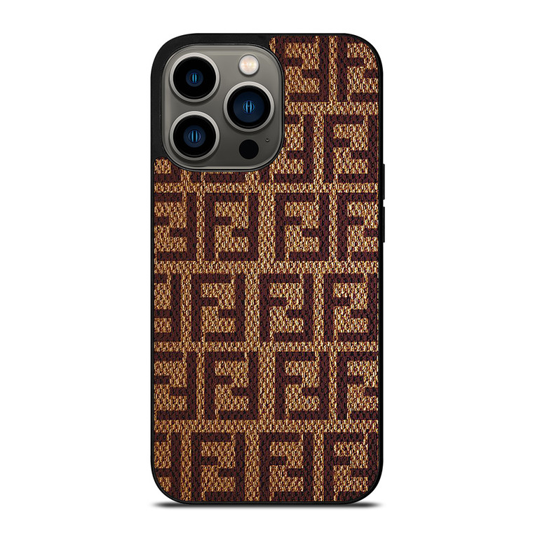 FENDI PATTERN LOGO BROWN iPhone 13 Pro Case Cover
