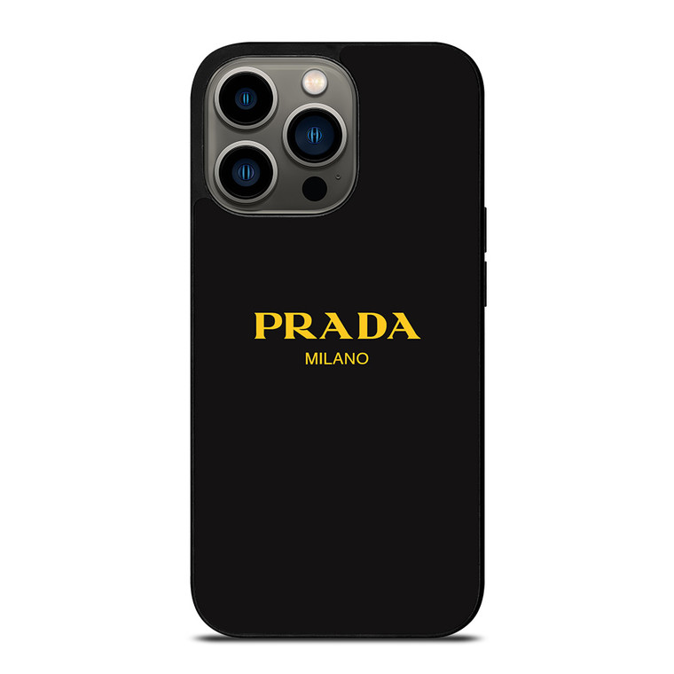 PRADA MILANO GOLD LETTER iPhone 13 Pro Case Cover