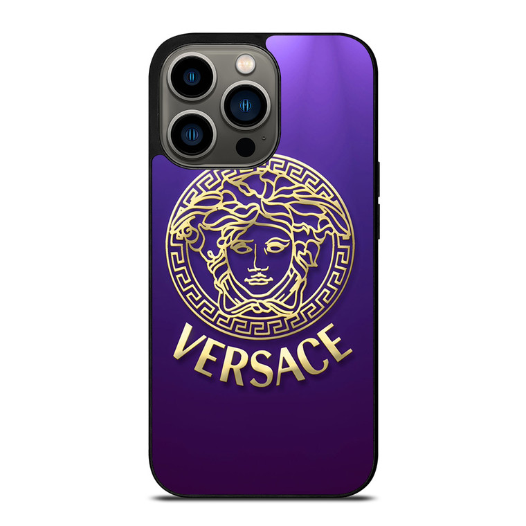 VERSACE SILVER VIOLET LOGO iPhone 13 Pro Case Cover