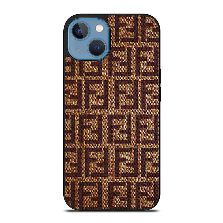 FENDI PATTERN LOGO BROWN iPhone 13 Case Cover