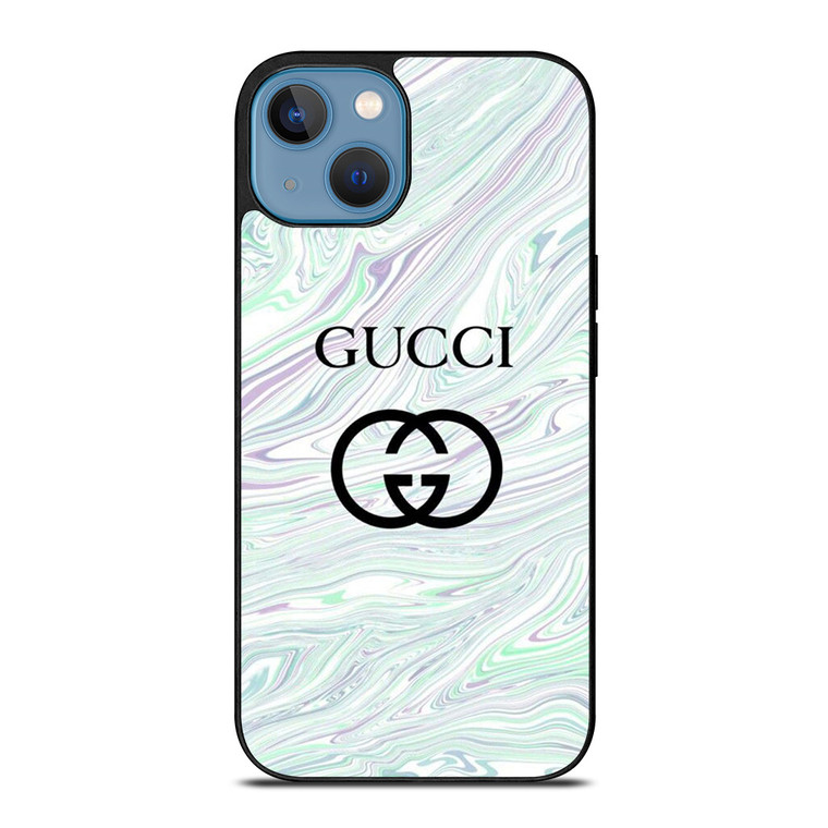 GUCCI LOGO EMBLEM ON BLUE LIQUID iPhone 13 Case Cover