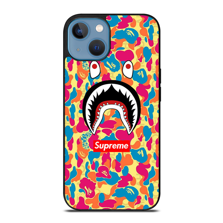 SUPREME BAPE CAMO COLOR FULL iPhone 13 Case Cover