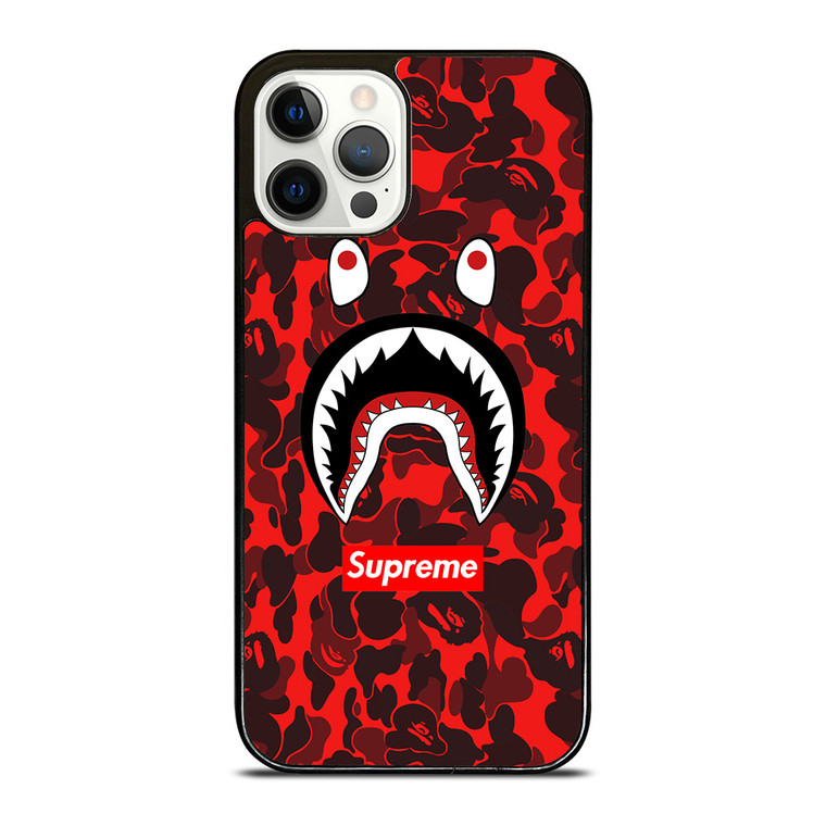 BAPE SHARK SUPREME CAMO RED iPhone 12 Pro Case Cover
