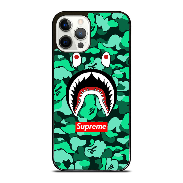 CAMO BATHING APE SUPREME GREEN iPhone 12 Pro Case Cover