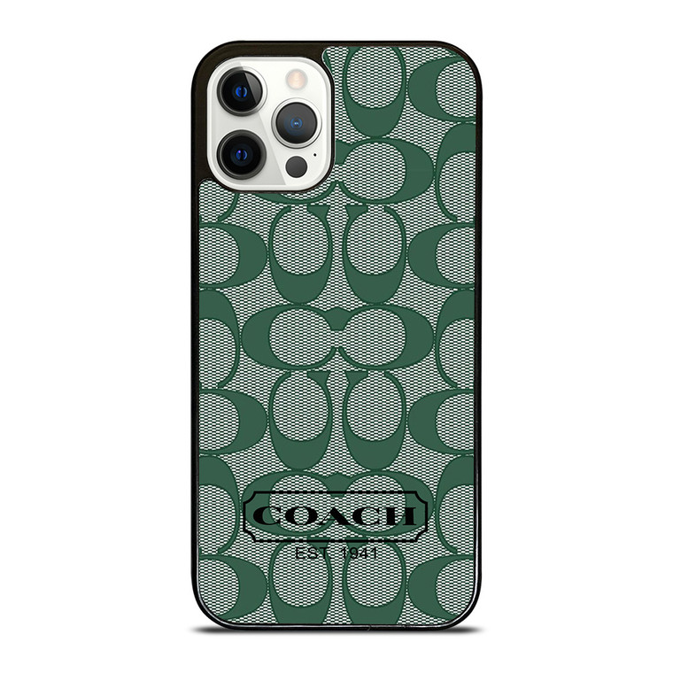 COACH GREEN LOGO PATTERN iPhone 12 Pro Case Cover