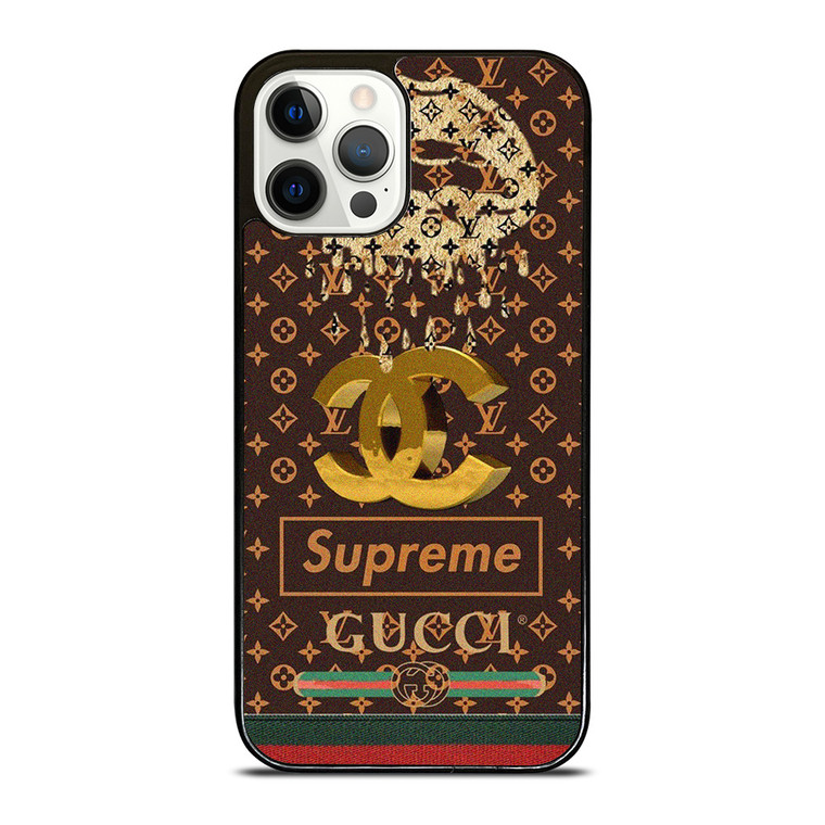 LOUIS VUITTON CHANEL SUPREME GUCCI PATTERN iPhone 12 Pro Case Cover LOUIS VUITTON CHANEL SUPREME GUCCI PATTERN iPhone 12 Pro Case Cover