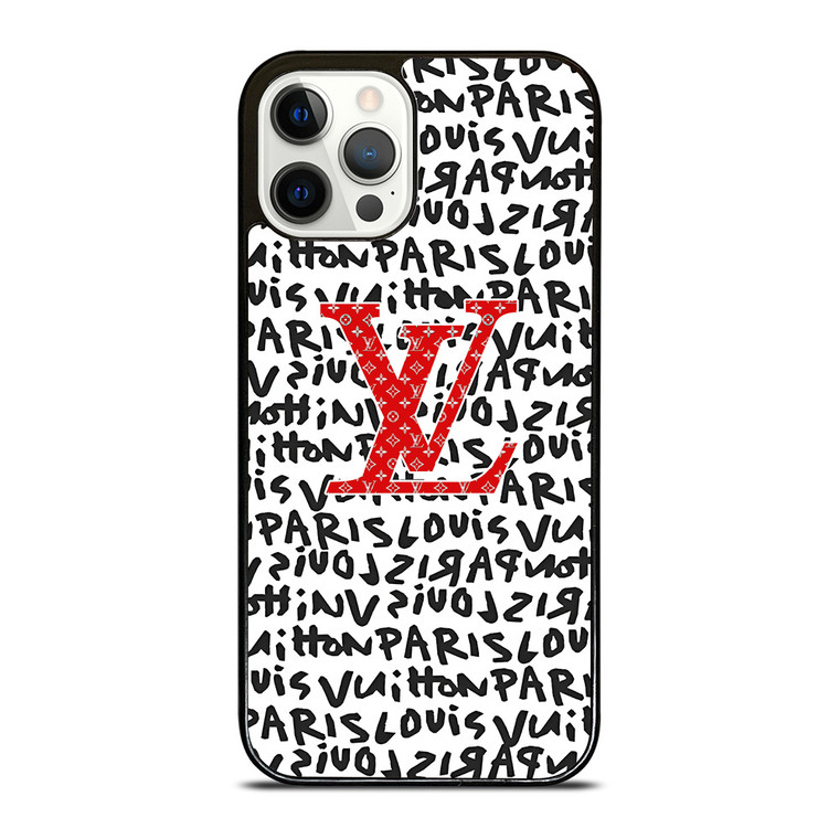LV LOUIS VUITTON PARIS PATTERN LOGO RED WHITE iPhone 12 Pro Case Cover