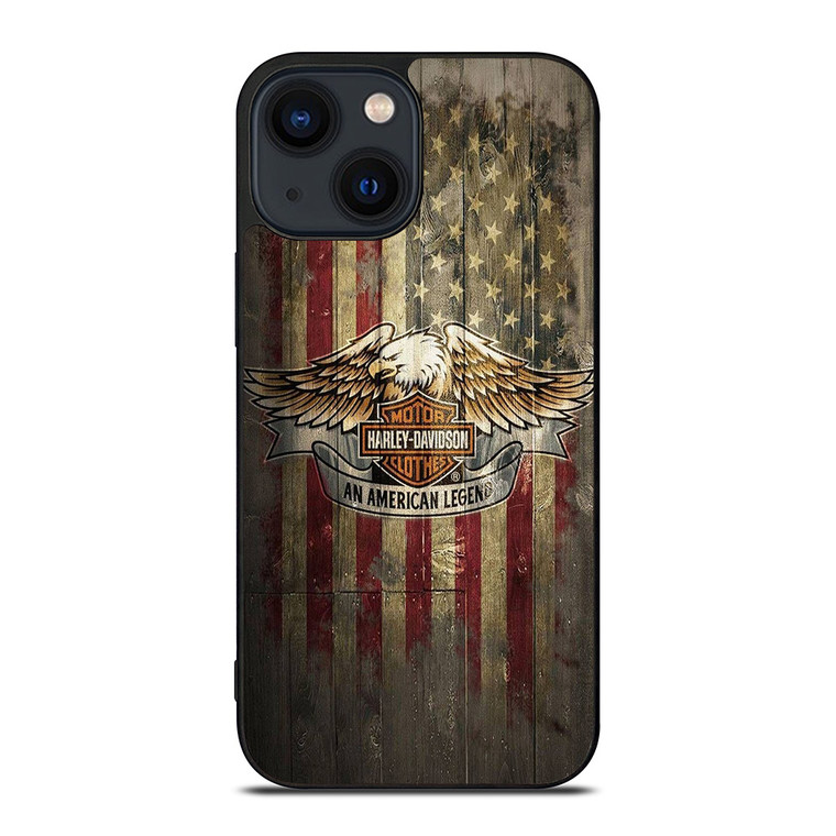 HARLEY DAVIDSON MOTORCYCLES USA WOOD LOGO  iPhone 14 Plus Case Cover