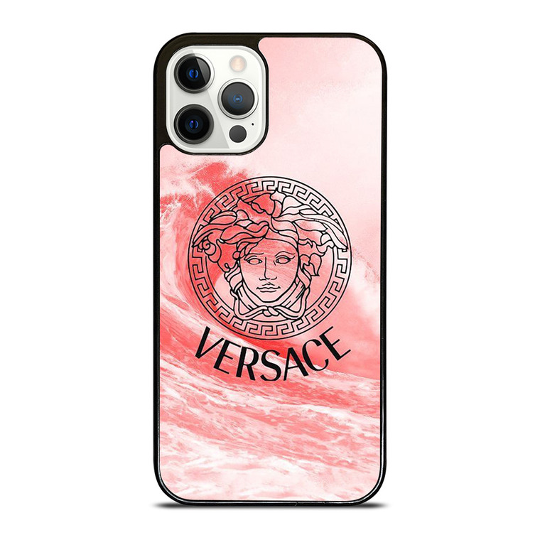 VERSACE LOGO PINK WAVES iPhone 12 Pro Case Cover
