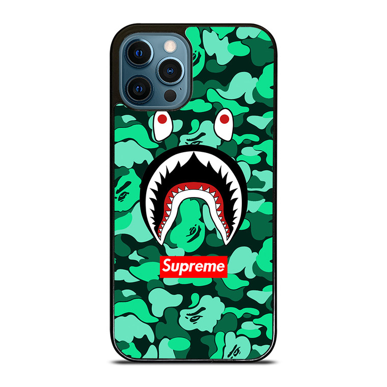 CAMO BATHING APE SUPREME GREEN iPhone 12 Pro Max Case Cover