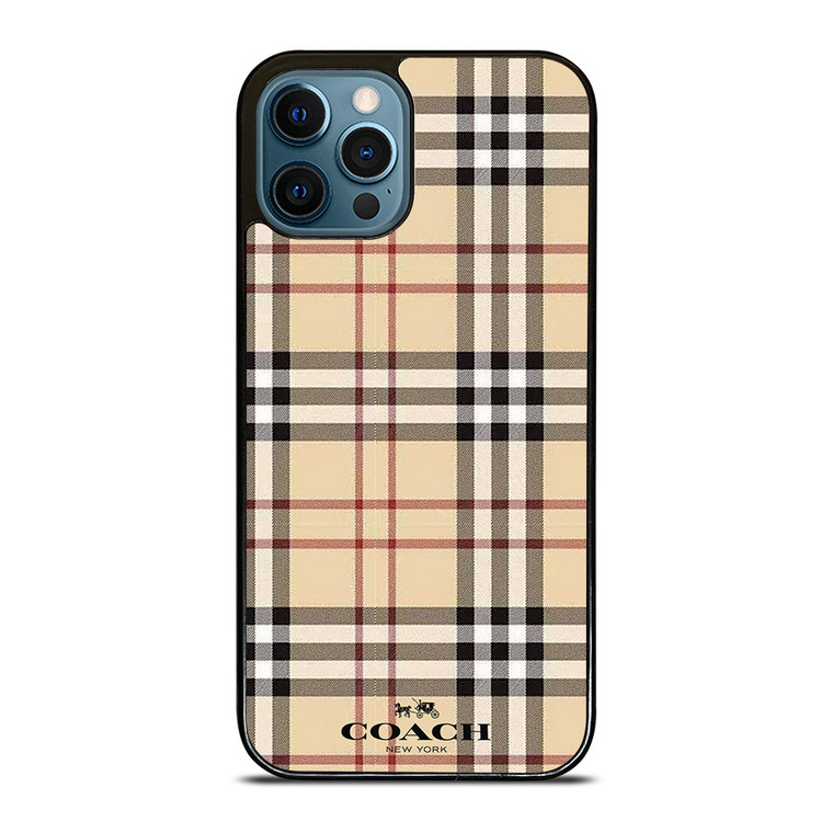 COACH NEW YORK LOGO X BURBERRY PATTERN iPhone 12 Pro Max Case Cover