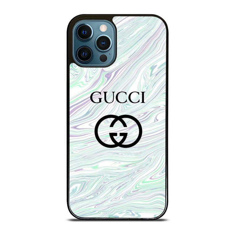 GUCCI LOGO EMBLEM ON BLUE LIQUID iPhone 12 Pro Max Case Cover