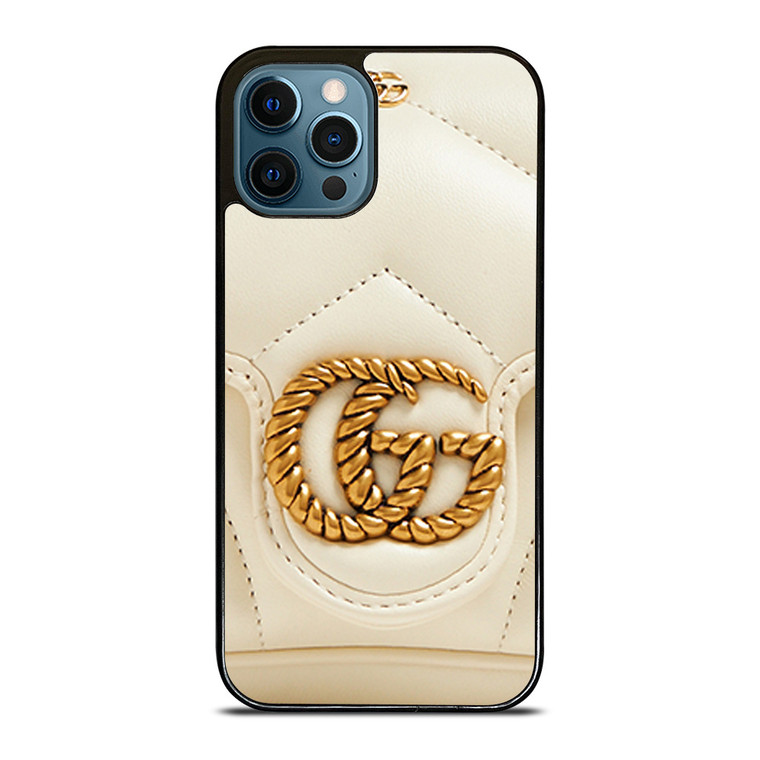 GUCCI LOGO WHITE GOLD iPhone 12 Pro Max Case Cover