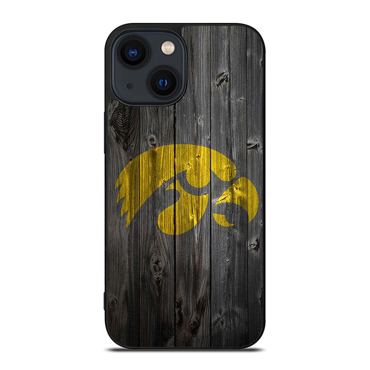 IOWA HAWKEYES WOOD LOGO  iPhone 14 Plus Case Cover