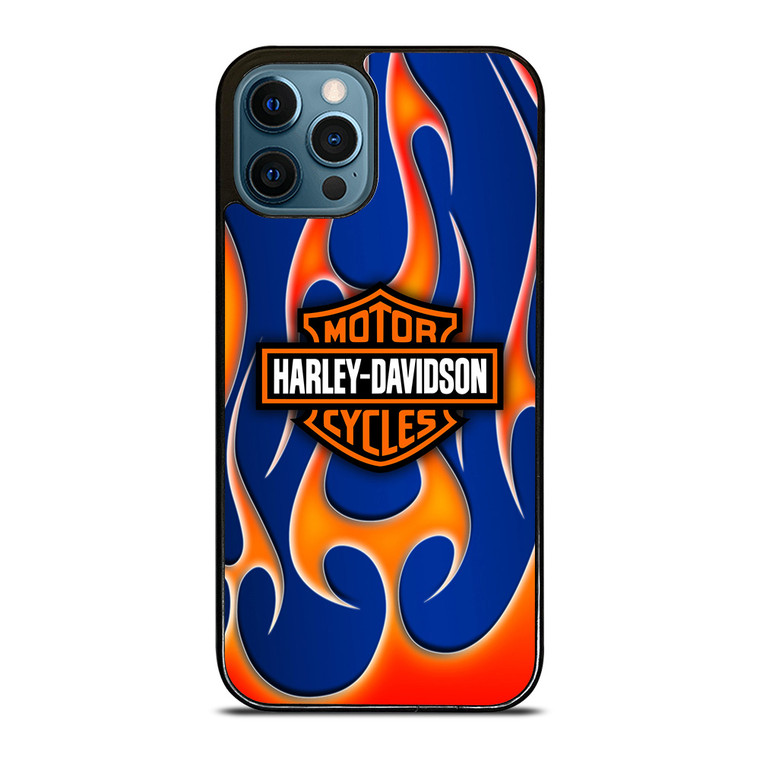 HARLEY DAVIDSON BLUE FLAME LOGO iPhone 12 Pro Max Case Cover