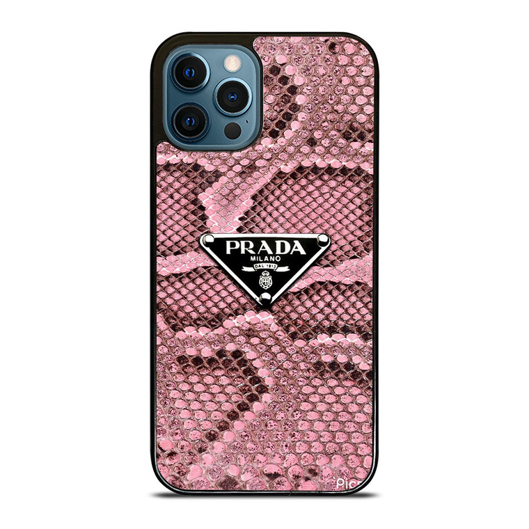 PRADA MILANO LOGO PINK SNAKE TEXTURE iPhone 12 Pro Max Case Cover