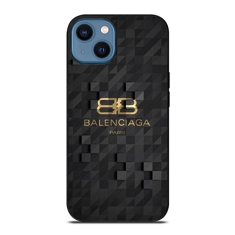 BALENCIAGA PARIS LOGO BLACK GOLD iPhone 14 Case Cover