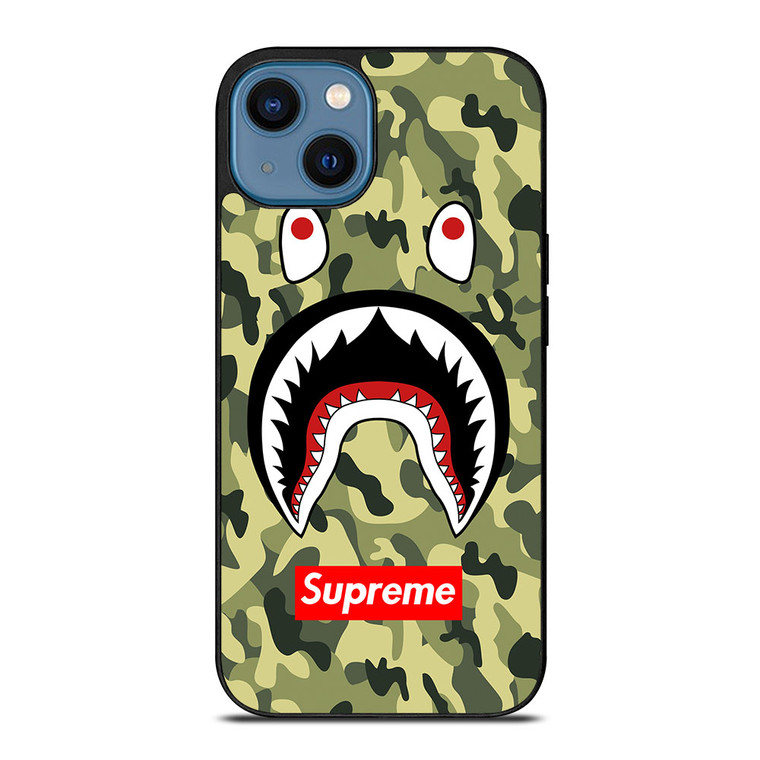 BAPE BATHING CAMO SHARK SUPREME iPhone 14 Case Cover