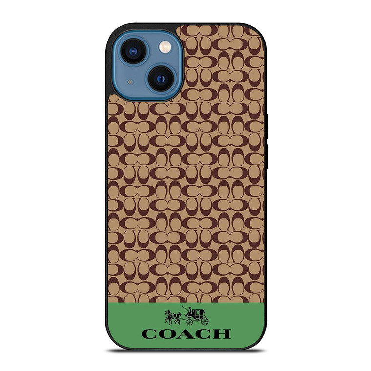 COACH NEW YORK LOGO GREEN BROWN iPhone 14 Case Cover