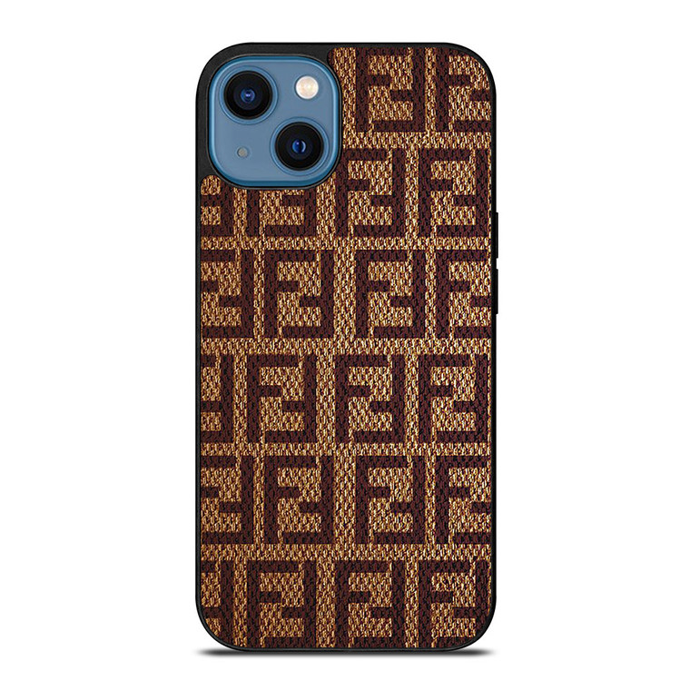 FENDI PATTERN LOGO BROWN iPhone 14 Case Cover