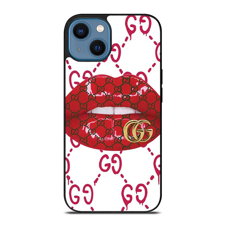GUCCI LOGO LIPS RED WHITE ICON iPhone 14 Case Cover