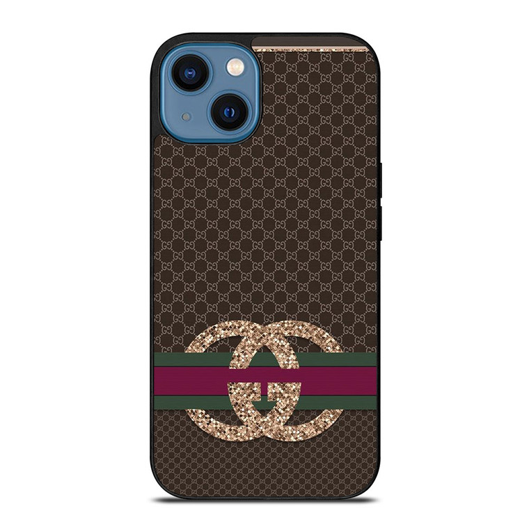 GUCCI LOGO PATTERN SPARKLE EMBLEM iPhone 14 Case Cover