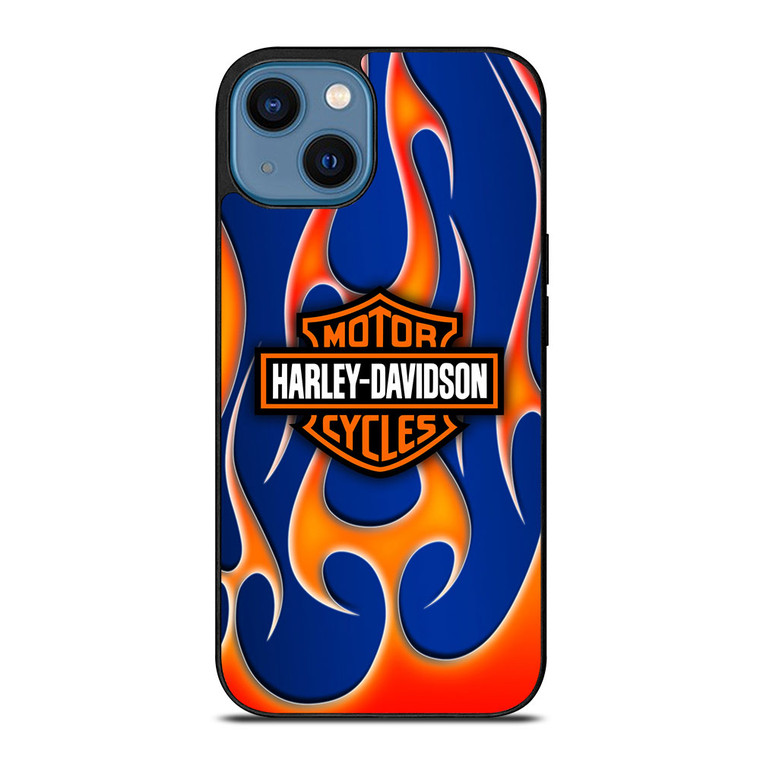 HARLEY DAVIDSON BLUE FLAME LOGO iPhone 14 Case Cover