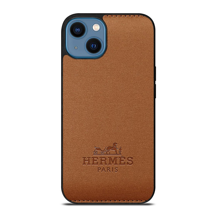 HERMES PARIS FASHION LOGO EMBLEM BROWN iPhone 14 Case Cover