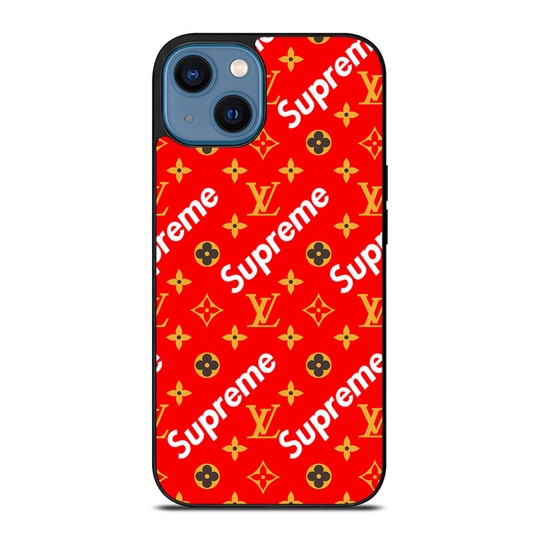 NEW SUPREME RED GOLD PATTERN iPhone 14 Case Cover