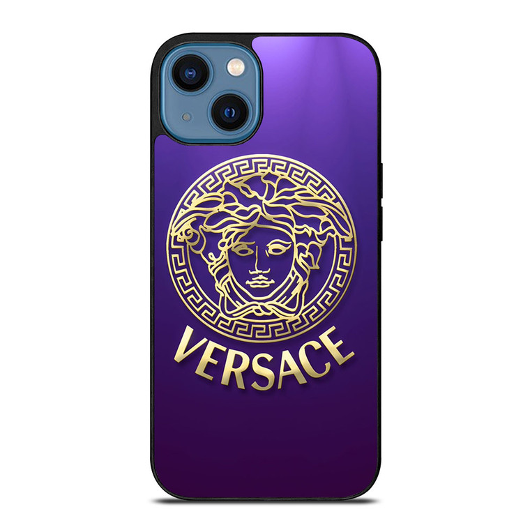VERSACE SILVER VIOLET LOGO iPhone 14 Case Cover VERSACE SILVER VIOLET LOGO iPhone 14 Case Cover