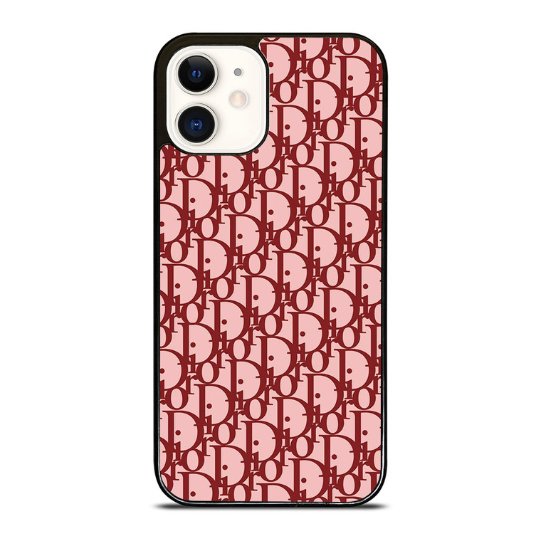 CHRISTIAN DIOR RED CHRISTIAN DIOR PARIS MONOGRAM iPhone 12 Case Cover