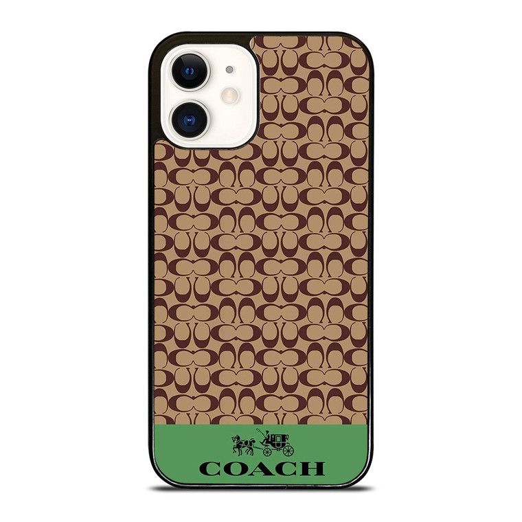 COACH NEW YORK LOGO GREEN BROWN iPhone 12 Case Cover