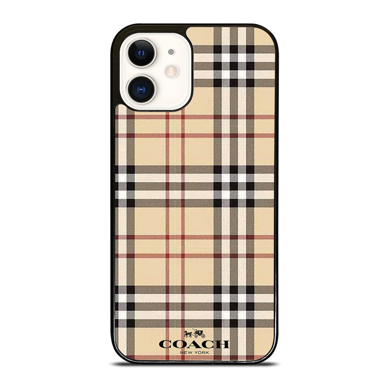 COACH NEW YORK LOGO X BURBERRY PATTERN iPhone 12 Case Cover