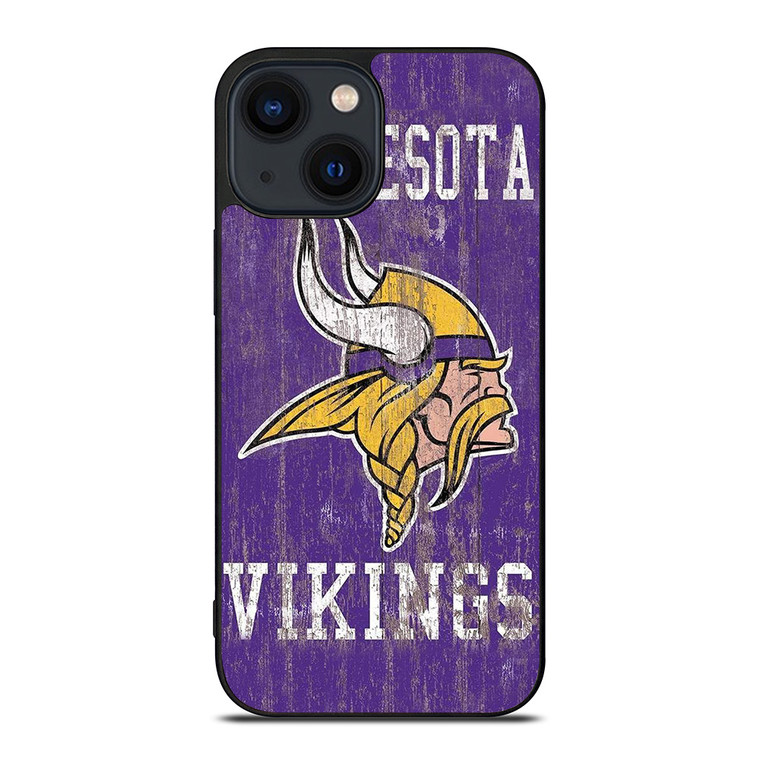 MINNESOTA VIKINGS WOODEN LOGO  iPhone 14 Plus Case Cover MINNESOTA VIKINGS WOODEN LOGO  iPhone 14 Plus Case Cover